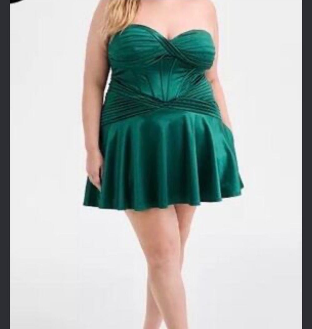 New Alex & Sophia trendy plus size  hunter green short corset dress 16w